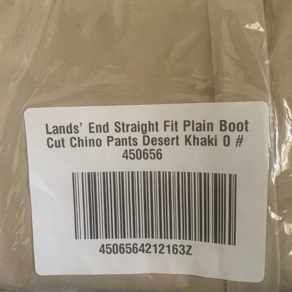 NWT LANDS' END STRAIGHT FIT PLAIN FRONT BOOT CUT CHINO PANTS DESERT KHAKI 0 - Picture 8 of 9